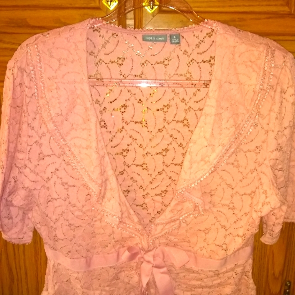 PINK LACE WITH SATIN BOW JACKET TOP 🦋